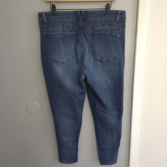 Democracy Jeans Size 16 Ab Technology Skinny Distressed Mid Rise Medium Wash - Picture 6 of 9